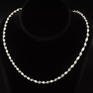 Sterling Silver 925 ITALY KA 1772 4mm Twisted Herringbone Chain Necklace 17.75"